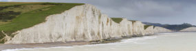 Seven Sisters Cliffs Panoramic of the Seven Sisters Cliffs in the south downs sussex UK